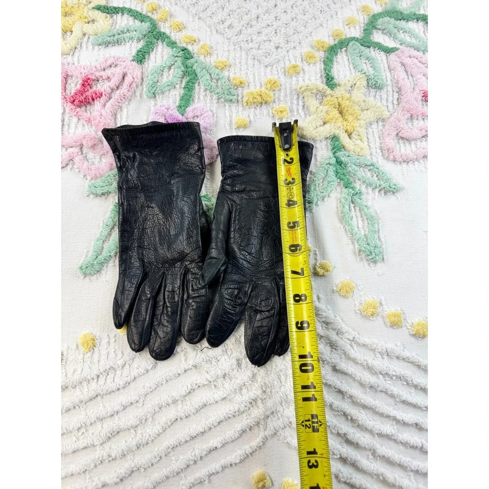 Loewe Vintage Black Leather Gloves Made in Spain Luxury Winter Accessories